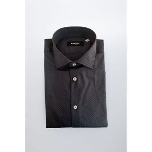 Baldinini Trend Cotton Shirt with Classic Design Men Gray Shirts